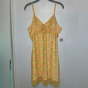 NWT BP💛🌸 Nordstrom Pink Yellow Ditsy Floral front tie Mini slip dress size XL